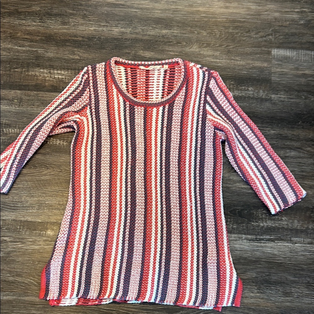 Soft Surroundings Red and White Knit Top